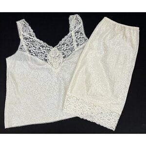 Vintage Escapades Cami Camisole  Sz 22 & Half Slip 3X Set Ivory Made in USA